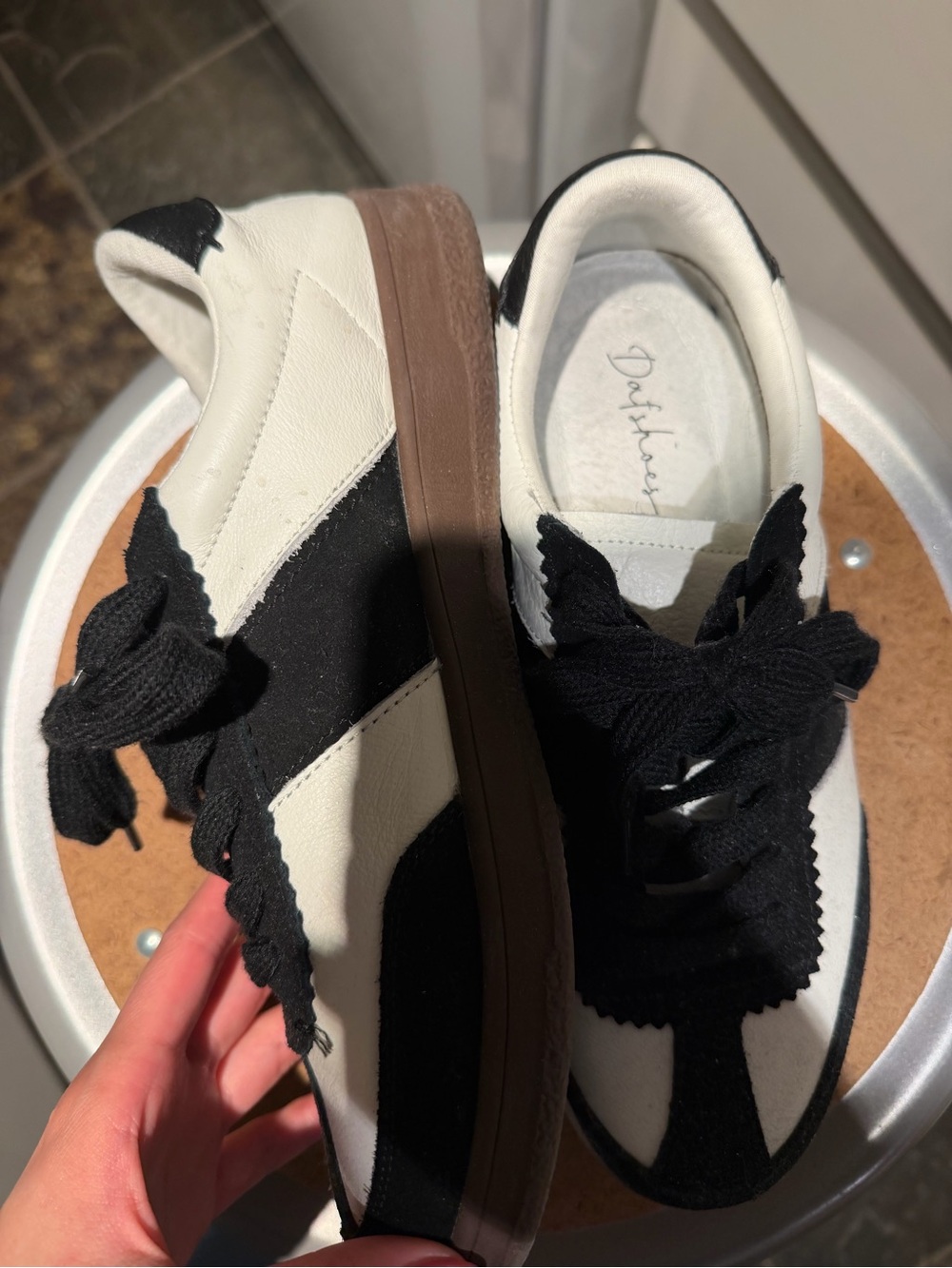Two-Tone Black and White Women's Platform Sneakers by